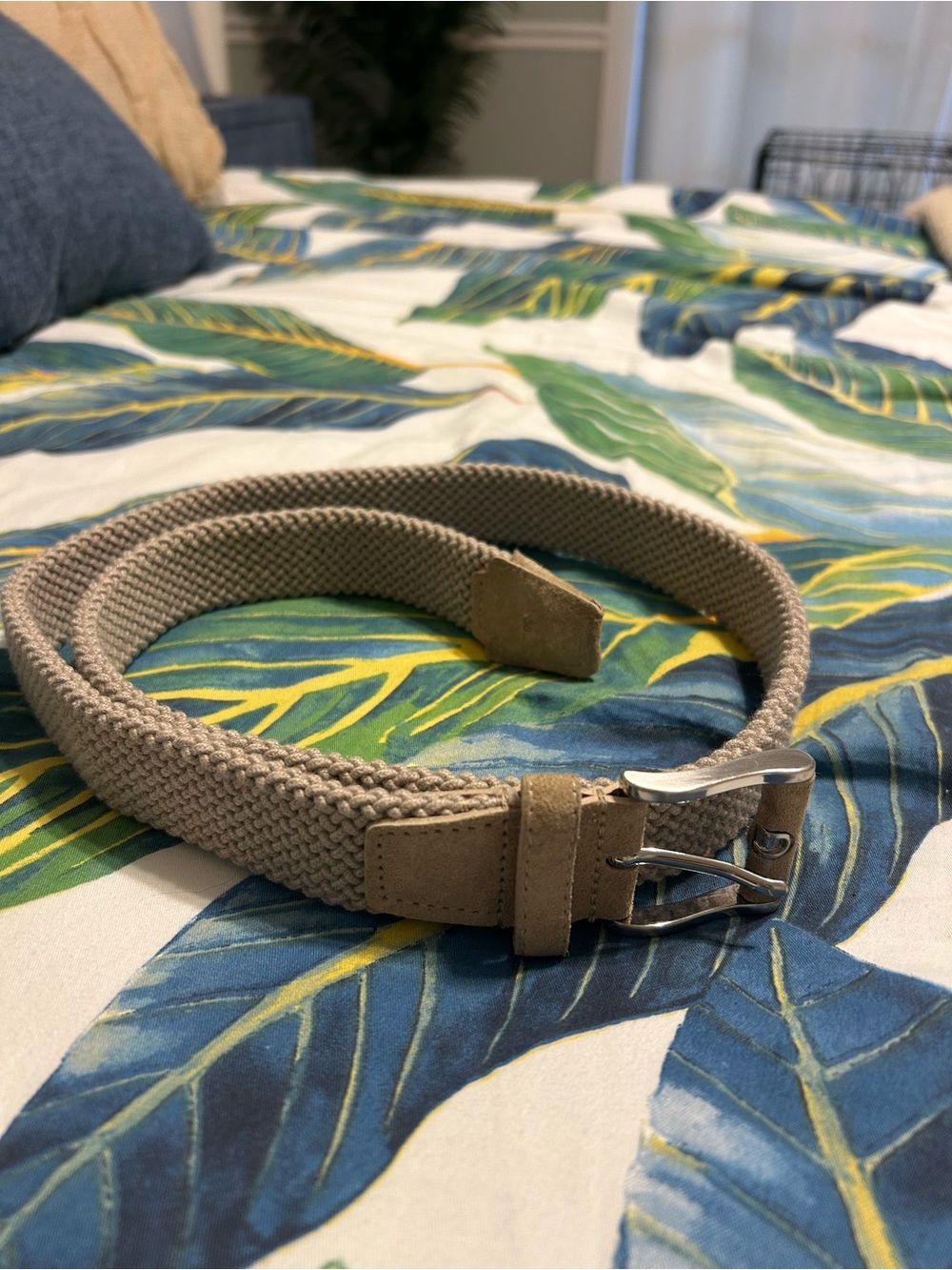 Men’s Johnston & Murphy Stretch Knit Belt in Tan, Size 36